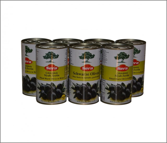 Sera-Èierne olivy bez kôstky v mierne slanom náleve 360g